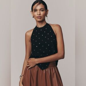 NWT Anthropologie Rivet Halter Top
